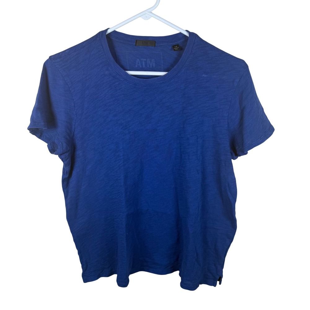 ATM Anthony Thomas Melillo T-Shirt Womens Large Blue Slub Cotton Classic Staple